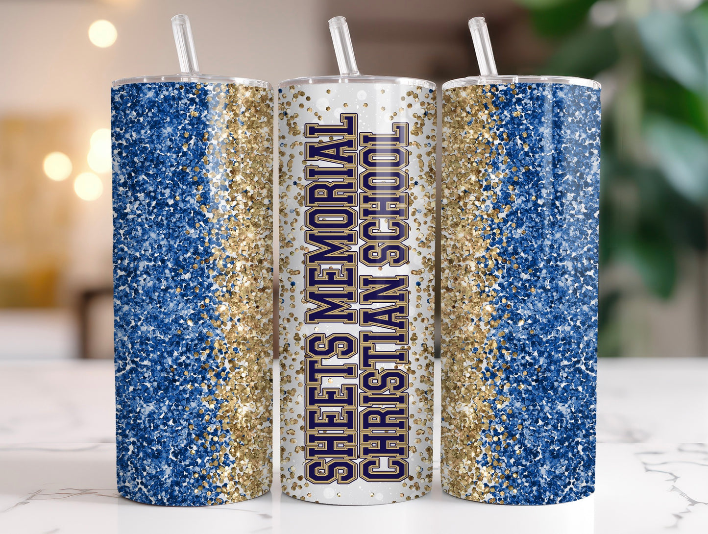 SCMS (Sheets Memorial Christian School) Glitter 20oz Tumbler